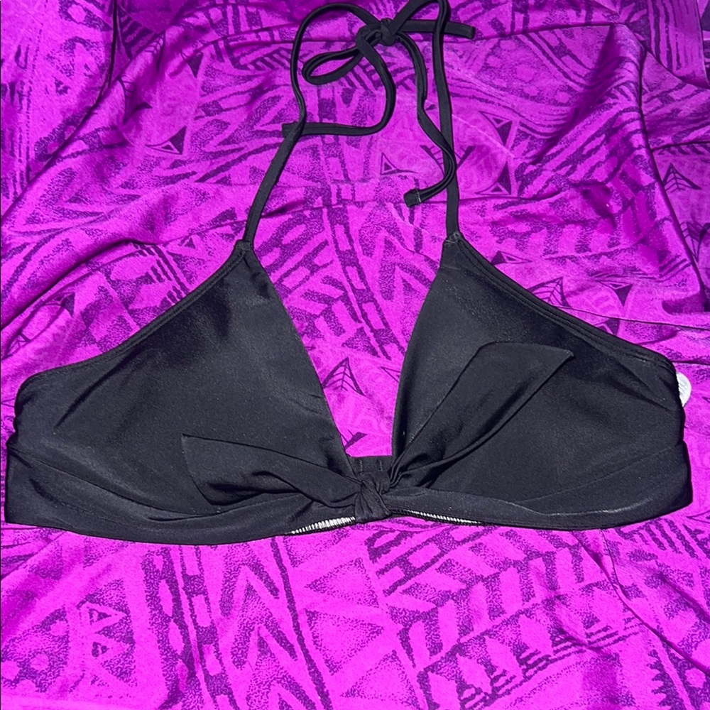 Aerie Black Triangle Bikini Top with Bow